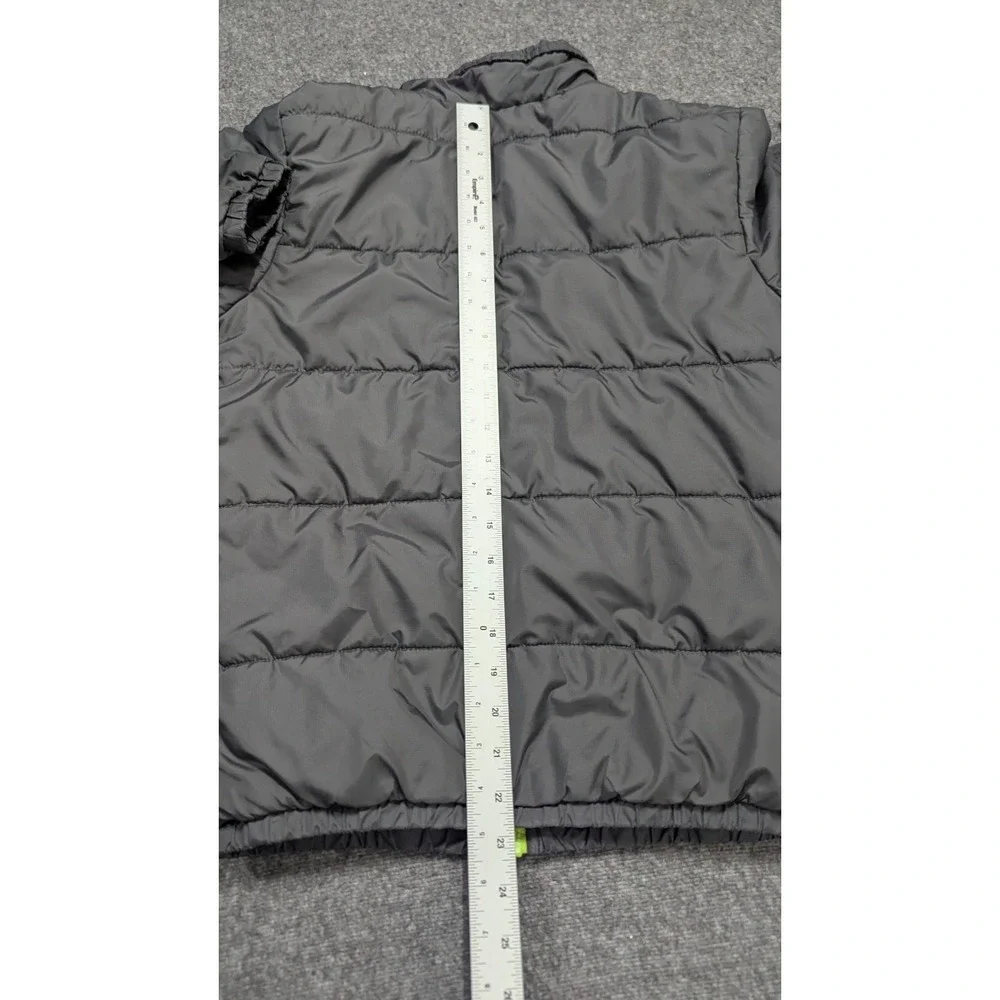North Face Puffer Jacket Boys Large 14 Black Neon Green Full Zip Winter Outdoors
